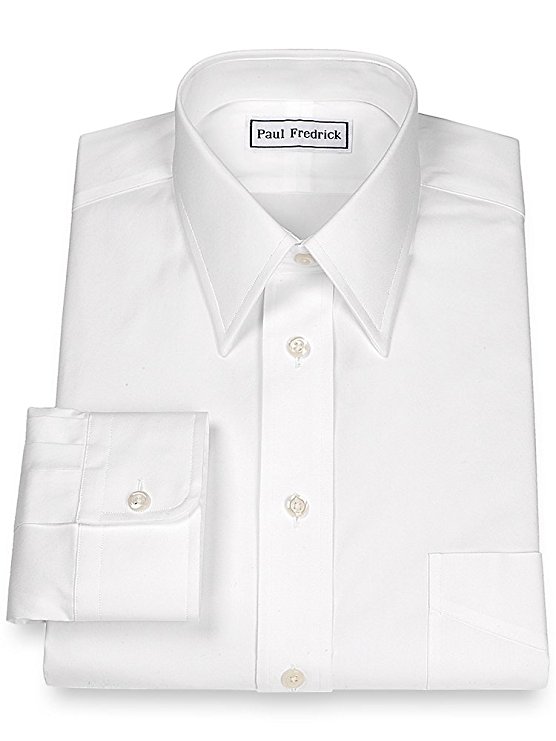 Paul Fredrick Men's Slim Fit Pinpoint Straight Collar Dress Shirt