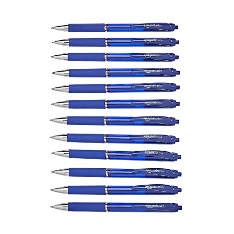 AmazonBasics Retractable Gel Pens - Medium Point, 12 Count, Blue