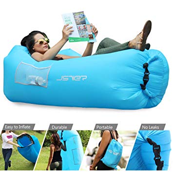 JSVER Inflatable Lounger Air Sofa Hammock Portable Waterproof Anti-Air Leaking Inflatable Lounger Pouch Couch Air Chair with Pillow for Backyard Lakeside Pool Beach Traveling Outdoor Camping Picnics