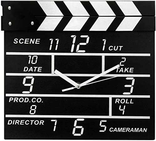 Zaoniy Large Retro Cinema Movie Slate Analog Wall Clock Clapper Film Modern Home.