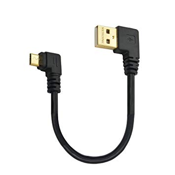 MXTECHNIC Micro USB Data Cable 5.9inch 90 Degree Left Angle Nickel Plated Short USB 2.0 -A-Male-4 Pin to Left Angle Micro-B-5 Pin for syncing and Charging Smartphones,GPS,External Hard Drives (Black)