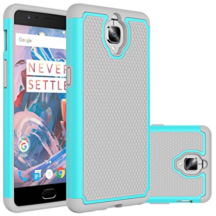 OnePlus 3 Case, Ueokeird [Shock Absorption] Hybrid Dual Layer Armor Defender Protective Case Cover for OnePlus 3 / One Plus Three (2016 Release) (mint grey)