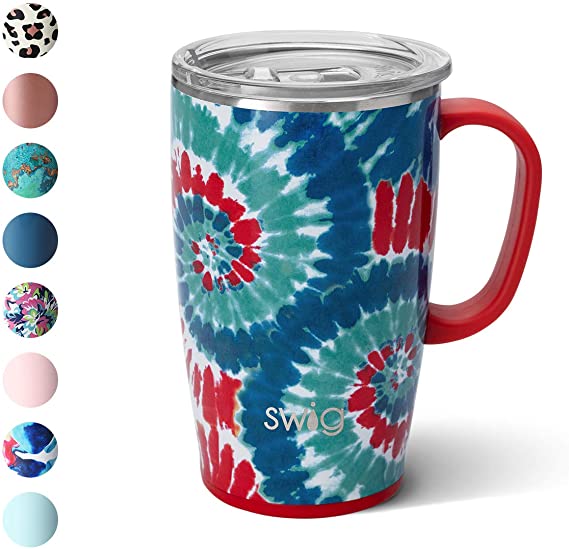 Swig Life 18oz Triple Insulated Travel Mug with Handle and Lid, Dishwasher Safe, Double Wall, and Vacuum Sealed Stainless Steel Coffee Mug in Rocket Pop Print (Multiple Patterns Available)
