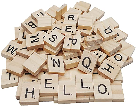 200PCS Spelling Letters, DIY Making Spelling Crossword Game, Wood Letters Tiles