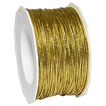 Morex Ribbon 1318/50-634 Stretch Cord Polyester Ribbon, 50 yd, Gold