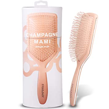 Framar Detangler Brush, Paddle Brush – Elegant Detangling Brush, No more Tangles Hair Brush – Hair Brushes for women, men and children (Champagne)