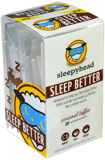 Sleepyhead Natural Powdered Sleep-aid Drink | Melatonin, Valerian Root and GABA | Qty: 10 packets Caramel Toffee Flavor