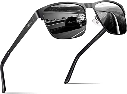 Carfia Polarized Men’s Sunglasses UV Protection Cool Driving Sun Glasses Classic Style Metal Frame