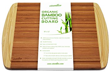 Viventive 18x12-Inch Organic Bamboo Cutting Board with Drip Groove
