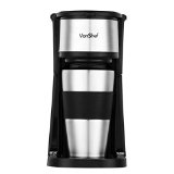 VonShef Single Serve Personal Filter Coffee Machine with 14oz Travel Mug and Lid