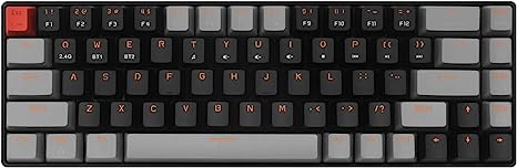Qisan Mechanical Wireless Keyboard Gaming Keyboard Brown Switch Mini Design (60%) 68 Keys US Layout-Grey and Black