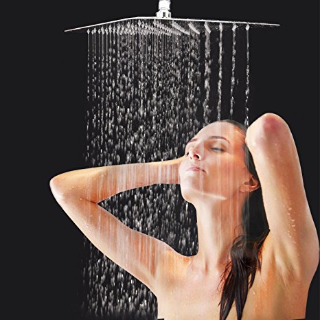 Rain Shower Head, Large Square 10 Inch Ultra Thin Stainless Steel Rainfall Shower Head,Chrome