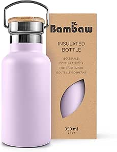 Bambaw 12 oz Insulated Water Bottle, Lavender Water Bottle for School, Reusable Water Bottle Stainless Steel, Thermo Water Bottle, Stainless Steel Water Bottle – Lavender Haze