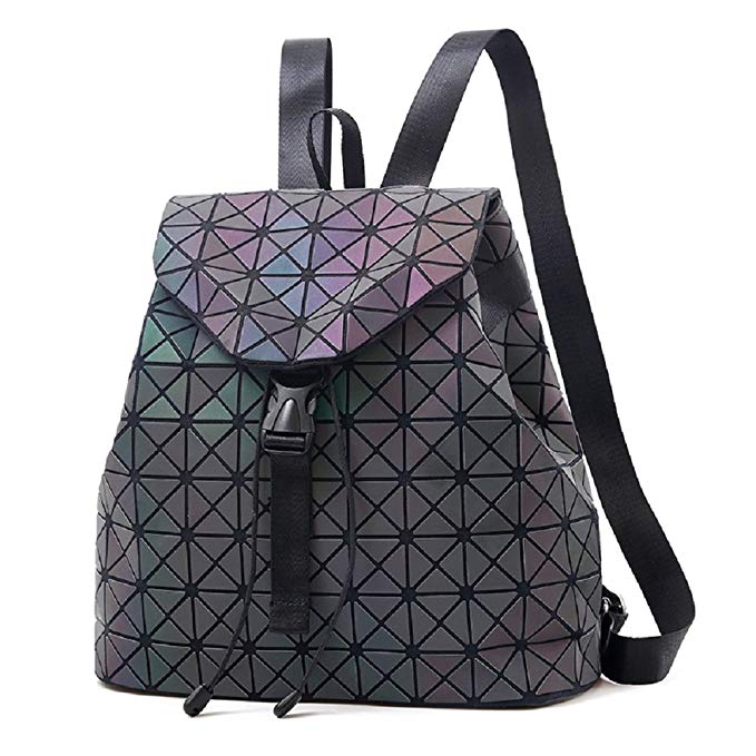 Hologram Backpack Reflective Holographic Backpacks Geometric for Women Luminous Shard Lattice Shoulder Bag, NO.1