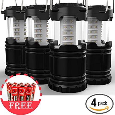 Vivii 4 Pack 30 LED Camping Lantern with 12 AA Batteries,Perfect Portable Outdoor Tabletop Lantern for Fishing, Boating & Camping