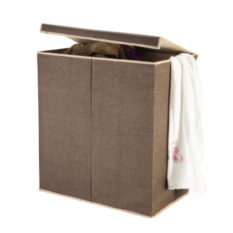 2 Compartment Laundry Hamper with Magnetic Lid
