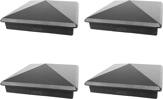 True 6" x 6" Heavy Duty Aluminium Pyramid Post Cap for True/Actual 6" x 6" Wood Posts - Black (4 Pack) (Works ONLY with Actual 6" x 6" Posts. Will NOT Work with Actual 5.5" x 5.5" Posts)