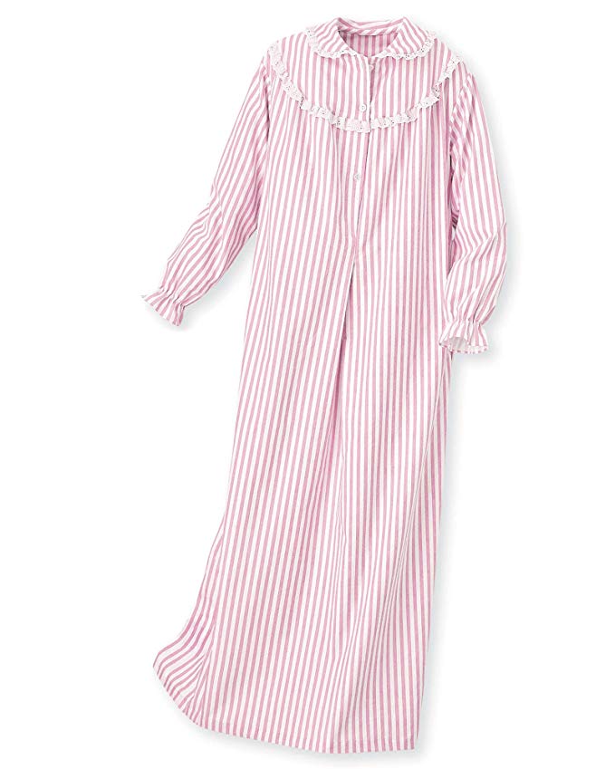 National Striped Flannel Nightgown - Misses Long