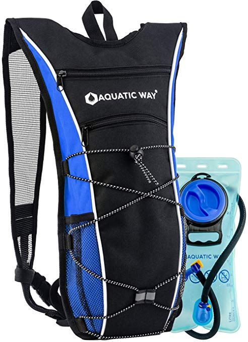 Aquatic Way Hydration Backpack with 2 Liter Water Bladder - Best Pack for Hiking, Biking, Running, Climbing, Marathon Pack