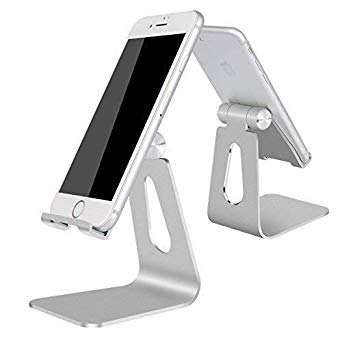 Cellphone Stand Holder,Aluminium Alloy Desktop Mobile Phone Holder,Universal 270 Degree Multi-Angle Rotatable Cell Phone Mount for Cellphone Tablet (Silver)