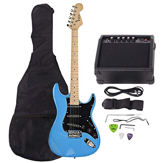 ISIN Full Size Electric Guitar for Beginner with Amp and Accessories Pack Guitar Bag (Sky Blue)…
