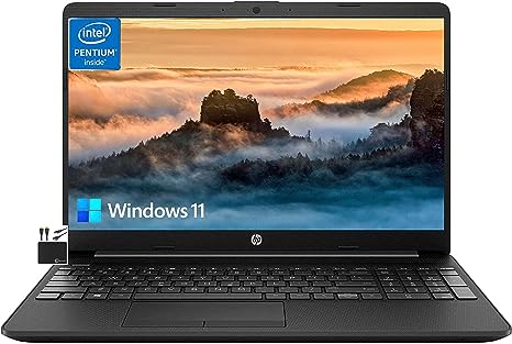 HP 2023 Newest Pavilion 15.6'' HD Laptop,Quad Core Intel Pentium N5030 (Upto 3.1GHz),16GB RAM,512GB SSD,Intel UHD Graphics,WiFi,HD Webcam,HDMI,RJ-45,10  Hour Battery,Win 11 MarxsolCables Black