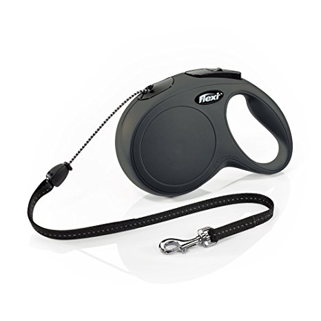 flexi New Classic Cord Black Retractable Dog Lead Medium 20kg - 8m (26ft)