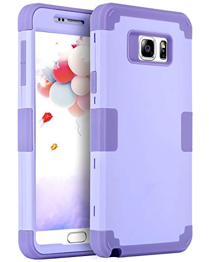 Galaxy Note 5 Case, BENTOBEN Samsung Galaxy Note 5 Case 3-in-1 Hybrid Shockproof Anti Scratch Polycarbonate Hard Covers for Upper and Bottom Soft Silicone for Interior Cover, Purple