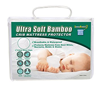 Super Soft Bamboo Crib Mattress Protector Pad Made With Eco-Friendly Bamboo Rayon Fiber. Waterproof Fitted Quilted Baby Pad. Effective Stain Protection, Absorbs Moisture. As Seen On Social Media