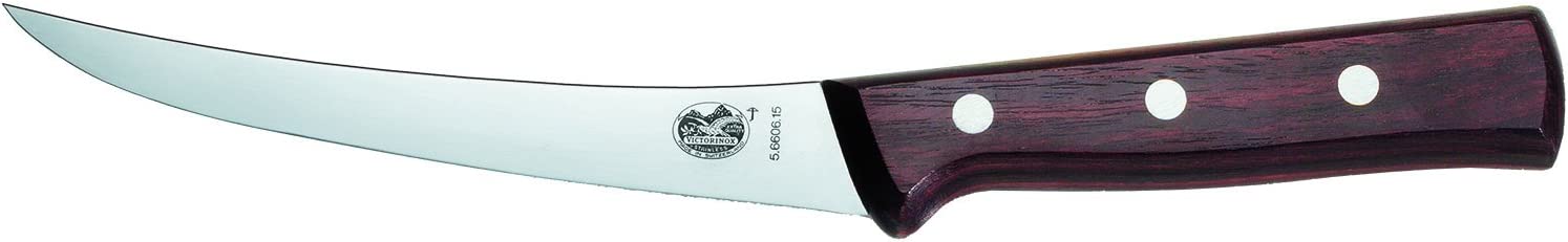 Victorinox 6" Boning Knife, Curved Blade, Semi-stiff, Maple Wood Handle 5.6606.15