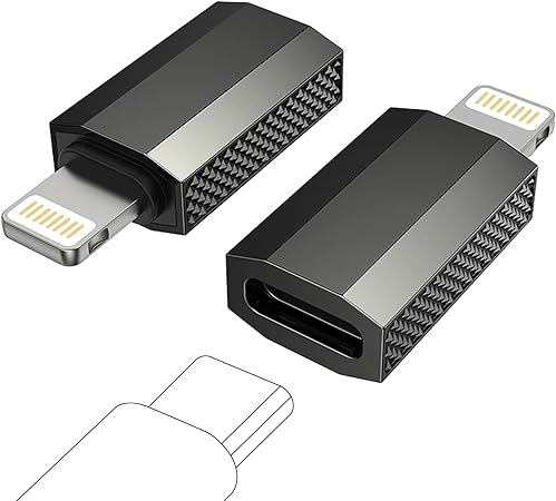 Jadebones 2 Pack USB-C Female to Lightning Male Adapter for iPhone/iPad/iPod/AirPods,Support PD Fast Charging&Data Transfer,Not for Headphones/OTG (Space Grey)