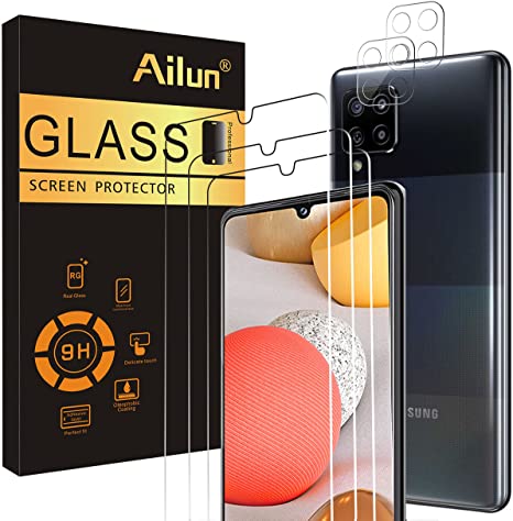 Ailun Glass Screen Protector for Galaxy A42 5G 3Pack   2Pack Camera Lens Tempered Glass Fingerprint Unlock Compatible 0.33mm Ultra Clear Anti-Scratch Case Friendly