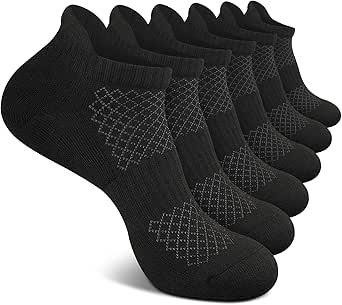 COOPLUS Mens Cotton Socks Ankle Athletic Cushion Running Socks for Men Moisture Wicking Breathable 6 Pairs