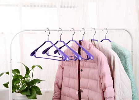 Clothes Hanger Heavy-duty Hangers VANORIG® Durable High Manganese Steel Suit Coat Hangers ,Pack of 6 (Purple)
