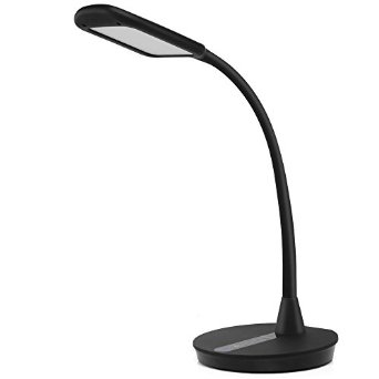 ANNT 10W Gooseneck Dimmable Eye-Care LED Desk Lamp with 15A USB Charging Port 3 Modes 5-Level Dimmer 30-Min Auto Timer Memory Function Max 700 lumens Flicker-Free Matte Black