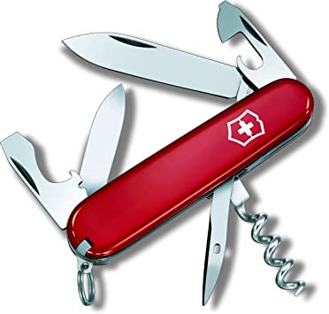 Victorinox Tourist Swiss Army Pocket Knife, Medium, Multi Tool, 12 Functions, Bottle Opener, Red