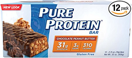 Pure Protein High Protein Bar, Chocolate Peanut Butter, 2.75-Ounce Bars (Pack of 12)