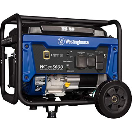 Westinghouse WGen3600 Portable Generator, 3600 Rated Watts & 4650 Peak Watts