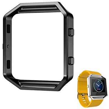 For Fitbit Blaze, Lucoo® Stainless Steel Replacement Loop Metal Frame Case for Fitbit Blaze Smart Watch (Black)