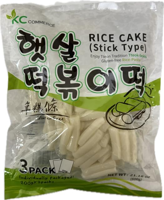 Korean Rice Cake – Chewy Tteok, Tteokbokkik, Rice Cake Soup, Vegan and Gluten Free Non-GMO 21.16 oz (7.05 oz X 3 Individual Pack) Stick Type (Pack of 1)