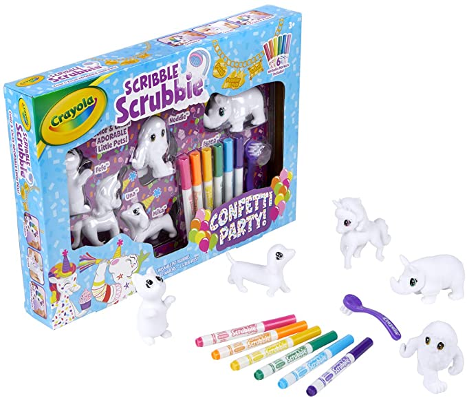 Crayola Scribble Scrubbie Toy Pet Playset, Confetti Party Pack, Coloring Toy for Kids, Gift for Ages 3, 4, 5, 6, 7