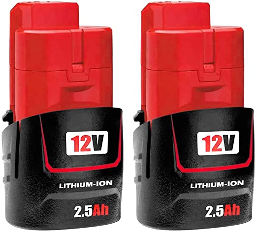 2Pack 2.5Ah 12V Replacement for Milwaukee 12Volt Battery Lithium 48-11-2411 48-11-2420 48-11-2401 48-11-2402 48-11-2440