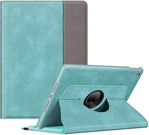 Fintie Rotating Case for New iPad 7th Generation 10.2 Inch 2019 - [Built-in Pencil Holder] 360 Degree Rotating Smart Protective Stand Cover with Auto Sleep/Wake for iPad 10.2" Tablet, Turquoise