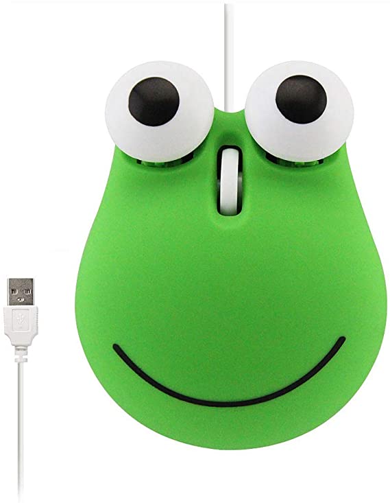 SUN RAIN Cute Frog Shaped Wired Mouse Cartoon Small Kids Mouse Computer Optical Mice 1600 DPI As Festival Gift with 3.9ft Cord (Frog)
