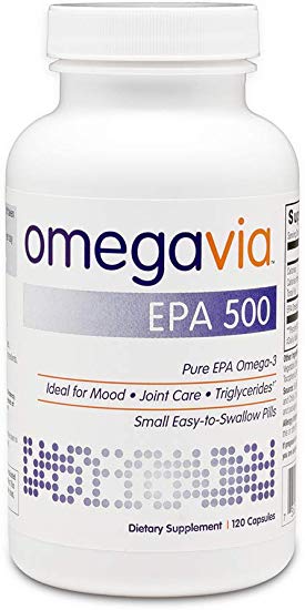 OmegaVia EPA 500 Omega-3 Fish Oil. High-Purity EPA Formula (Triglyceride Form). IFOS 5-Star Certified. 500 mg EPA per Pill - 120 Capsules