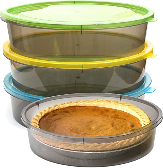 Youngever 3 Pack Pie Containers, Plastic Food Storage Containers, Fresh Pie Keeper