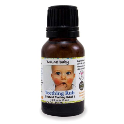 BALM Baby  Teething RUB  Natural Teething Relief  Safe  Vegan  Cruelty Free - 12oz Glass Bottle