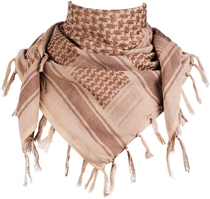 FREE SOLDIER 100% Cotton Scarf Military Shemagh Tactical Desert Keffiyeh Head Neck Scarf Arab Wrap with Tassel 43x43 inches