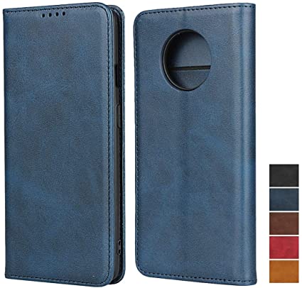 Oneplus 7t Wallet Case, SailorTech for Oneplus 7T 2019 Case Premium PU Leather Wallet Flip Cover with Card Slots and Kickstand Shockproof Wallet Cover for OnePlus 1  7t Leather Case (6.55")-Navy Blue