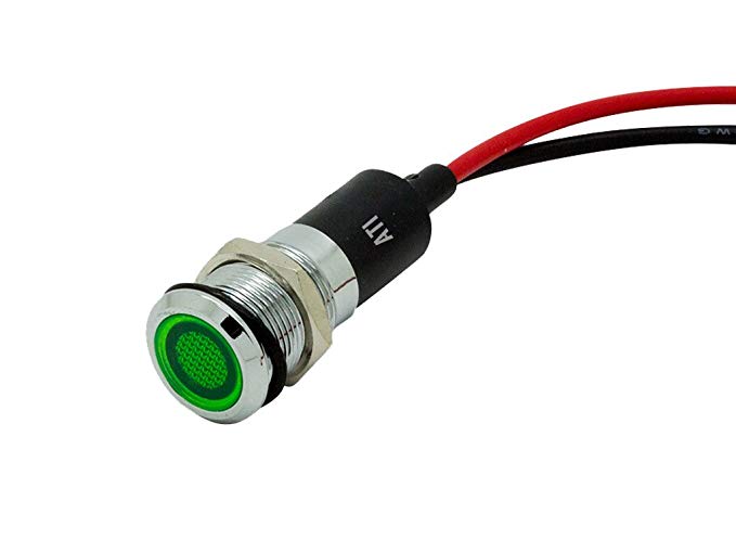 Alpinetech PL12M 12mm 1/2" 120V AC LED Metal Signal Indicator Pilot Dash Light (Green)